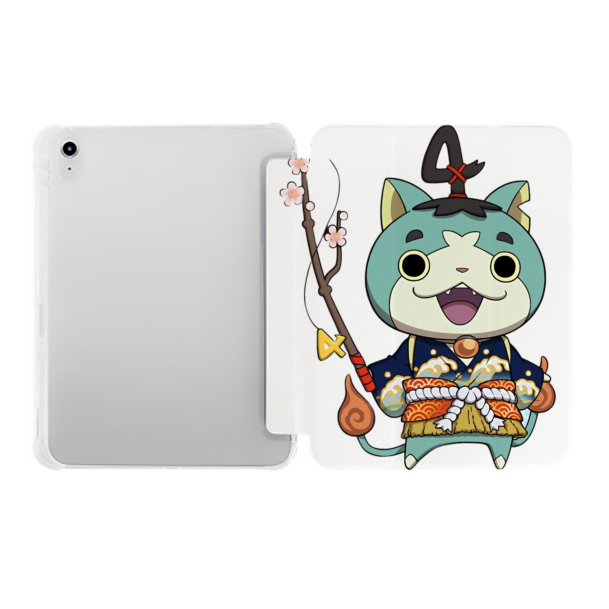 （画像用） 妖怪ウォッチ Yo-kai Watch IPad ケース ペン収納付き 三つ折りスタンド PUレザー×シリコン 対応機種9.5/10.5/10.9インチ